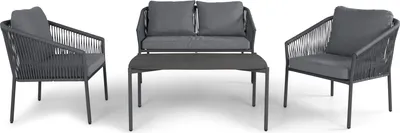 Produktbild von Lounge-Set ESBJERG Allwettergeflecht aus Aluminium-Harzgeflecht 4-teilig inkl. Kissen