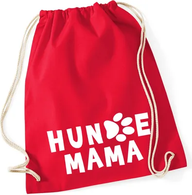 Produktbild von Huuraa Turnbeutel Hundemama Tapse 12 Liter Classic Red Baumwolle Rucksack Geschenkidee
