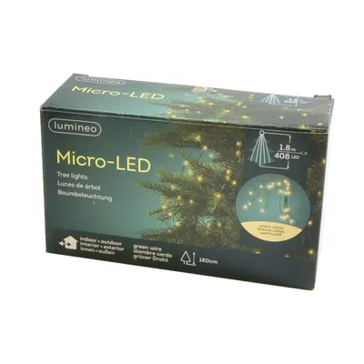Zdjęcie produktu dla Oświetlenie choinkowe Lumineo Micro LED z 408 diodami LED zielono-białe 180cm
