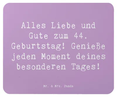 Produktbild von Mr. & Mrs. Panda Mousepad Spruch 44. Geburtstag - Lavendeltraum - Geschenk, Alter, Geburtstagssprüche, Mauspad, Happy Birthday, pc mausunterlage, laptop, Meilenstein
