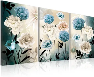 Immagine prodotto di Omgoods - Quadro su tela con fiori - Decorazione da parete per soggiorno e camera da letto