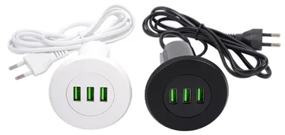 Image de Prise encastrable 3X USB A ronde Blanc