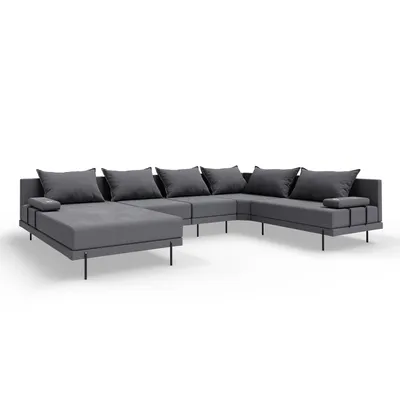 Zdjęcie produktu dla TRADA narożnik ogrodowy Bahama XL ciemnoszary prawy 370x175 cm zestaw mebli ogrodowych tkanina wodoodporna