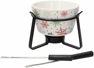 Produktbild von 4-teiliges Schokoladenfondue-Set mit Stövchen und 2 Gabeln