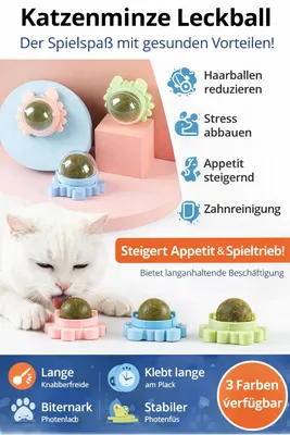 Produktbild von Katzen Leck Kugel Ball Katzenminze Leckball Spielzeug Katze Gesundheit Catnip