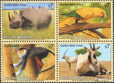 Produktbild von Briefmarken UNO - Wien 1995 Mi 180-183 Viererblock (kompl.Ausg.) gestempelt Gefährdete Tiere