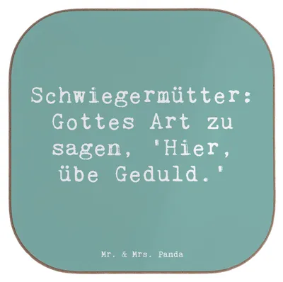 Produktbild von Mr. & Mrs. Panda Untersetzer für Gläser Spruch Schwiegermutter Geduld - Meeresbrise - Geschenk, Coaster, Glas, handgefertigte Produkte, gläseruntersetzer, Tasse