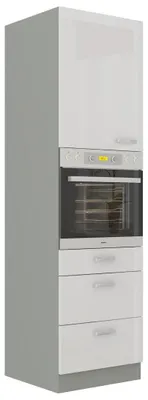 Produktbild von ULLERIKE Hochschrank mit Schubladen für Einbaubackofen – Breite 60 cm, weiß/grau