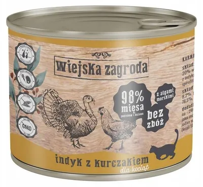 Obrázek produktu pro Wiejska Zagroda Indyk z kurczakiem mokrá krmiva pro kočky 200g