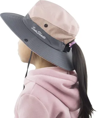 Image de ASKSA Chapeau de soleil pour filles Protection UV Chapeau d'extérieur Pliable Chapeau de randonnée Chapeau de jardin avec mentonnière réglable, Bicolore Rose