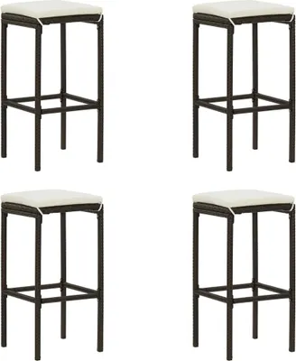 Obrázok produktu pre Maison Exclusive – barové stoličky s vankúšmi, 4 ks, hnedé, poly ratan