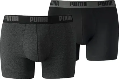 Produktbild von Puma Trunk Herren Boxershorts 2er Pack Baumwolle Stretch, Größe:L, Farbe:DARK GREY MEALNGE/BLACK