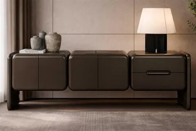 Produktbild von Designer Braunes Sideboard  Wohnzimmer Holz Anrichte
