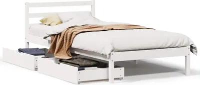 Produktbild von vidaXL Massivholzbett ohne Matratze Weiß 75x190 cm Kiefernholz