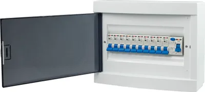 Produktbild von Sicherungskasten Leitungsschutzschalter Stromverteiler Komplett mit "C" LS Schalter FI-Schalter 12 Module