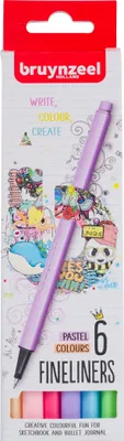 Productafbeelding van Fineliner set Bruynzeel, 6 pastelkleuren