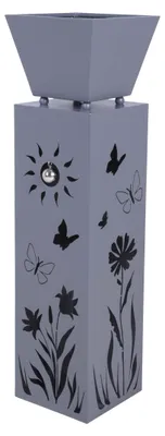 Produktbild von Pflanzsäule LUND mit Blumenmotiv Grau Stahl | Pflanzkübel hoch Blumenkübel Pflanzkasten