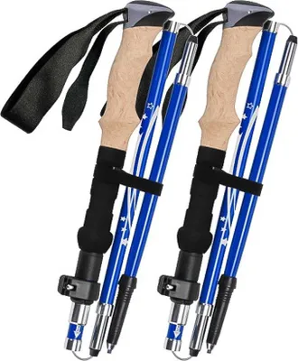 Produktbild von Faltbarer Wanderstock aus Carbon & Aluminium, ultraleicht, verstellbar, Korkgriff, ideal für Trekking, Wandern & Skifahren