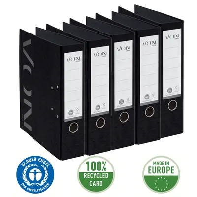 Produktbild von Von Leitz Ordner breit, Aktenordner 80 mm, Ordner A4 schwarz, 100% aus recyceltem Karton