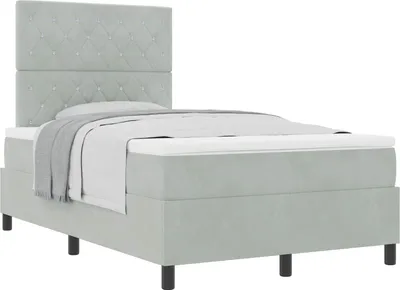 Image de Lit à ressorts avec matelas Gris clair 120 x 190 cm Velours