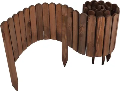 Productafbeelding van Houten Omheining Rol - Bloembedrand Gazonrand - Tuin Afbakening - Flexibel Vormbaar Hout - 200 cm Lengte - Bruin