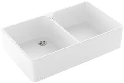 Produktbild von Villeroy & Boch VB Spülstein 90 X Spülstein Doppelbecken 639001 900x550mm Weiß Alpin CeramicPlus