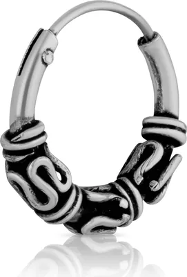 Produktbild von Bali Creole einzel Ohrring 12mm aus 925 Sterling Silber Mittelalter Gothic 2580