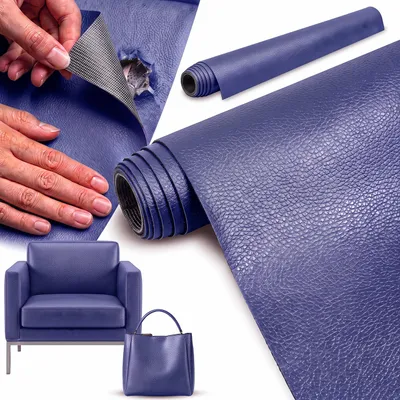 Immagine prodotto di Toppa in pelle autoadesiva, 50 x 137 cm, blu scuro
