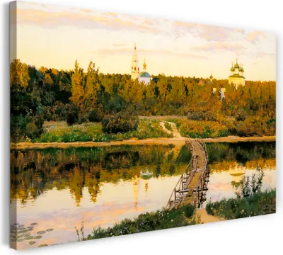 Produktbild von Leinwandbild (120x80cm): Issac Levitan - Tihaya Obitel, echter Holz-Keilrahmen inkl. Aufhänger, handgefertigt in Deutschland