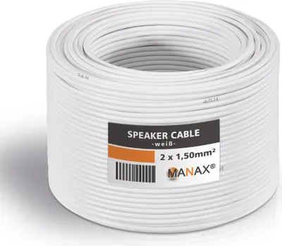 Produktbild von Lautsprecherkabel Audio Kabel Boxenkabel 100% CCA 50m 2x1,5mm² weiß