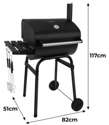Produktbild von Holzkohlegrill für den Garten mit Deckel, Thermometer und Zubehör