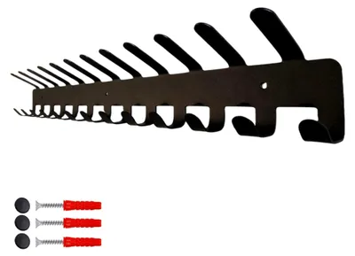 Produktbild von Schwarz Garderobenhaken aus Stahl - 25 Haken - 72,5 cm- Kleiderhaken Wand - Pulverbeschichtete Garderobenleiste - Kleiderstange Wandmontage - Hakenleiste Küche, Flur, Badezimmer