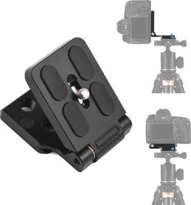 Produktbild von Faltbare L-foermige Schnellwechselplatte, Kamera-L-Halterung, Aluminiumlegierung, vertikaler und horizontaler Wechsel mit 1/4-Zoll-Schraube, Ersatz fuer DSLR-Kameras von Canon, Nikon, Sony