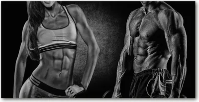 Produktbild von Tulup® Leinwandbild - 120x60 cm - Wandkunst - Drucke auf Leinwand - Leinwanddruck - Sport - Schwarzweiß - Bodybuilding