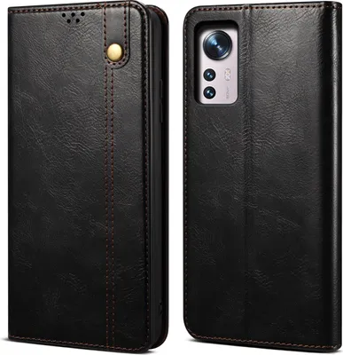 Immagine prodotto di Custodia per Xiaomi 12, portafoglio in pelle flip case con funzione stand nero