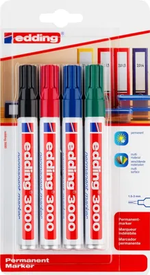 Produktbild von Edding - Filzstift 3000 rund 1,5-3 mm, sortiert, Blister mit 4 Stück
