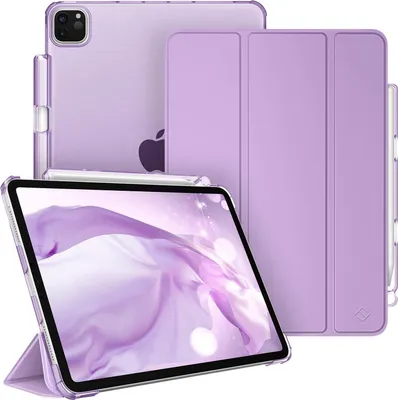 Produktbild von Fintie Hülle für iPad Pro 11 Zoll 4. Generation/ 3./ 2. Gen (Modell 2022/2021/2020) mit Stifthalter, ultradünne leichte Schutzhülle mit transparenter Rückseite und Auto Schlaf/Wach, Lavendel
