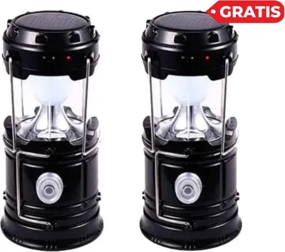 Image de lot de 2 lampes de camping LED pliables, lanterne de camping, rechargeable par énergie solaire ou câble USB - CAMPGLO