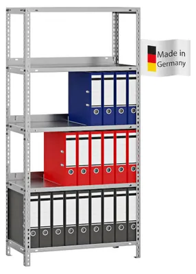 Produktbild von PROREGAL Aktenregal Schraubsystem MAGNUS  Germany | HxBxT 150x75x30cm | 5 Ebenen | Fachlast 60kg | Einseitig nutzbar | Verzinkt