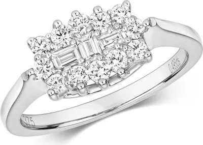 Produktbild von Funkelndes Feuer 9 Karat (375) Weißgold Damen - Diamant Ring Brillant-Schliff 0.50 Karat G - I1 I2, 53 (16.9); TRS317599KWRSM