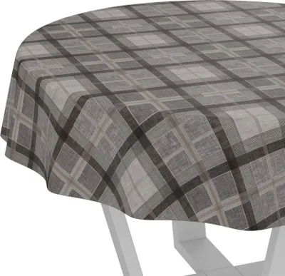 Produktbild von Tischdecke Karo Rustikal Karo Anthrazit Rund 120cm Schnittkante Wachstuch abwaschbar