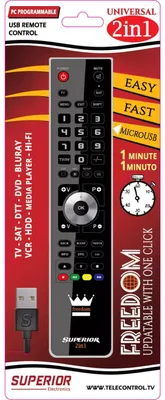 Image de Superior FREEDOM 2v1 télécommande RF sans fil DTT, DVD/Blu-ray, Centre de contrôle, Media player, SAT, TV, VCR Appuyez sur les boutons
