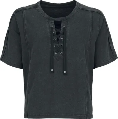 Produktbild von Black Premium by EMP Damen schwarzes T-Shirt mit Schnürung S