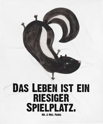 Produktbild von Mr. & Mrs. Panda Kinderdecke Stinktier Handstand - Weiß - Geschenk, Raubtier, Fleecedecke, Schlummerdecke, Plaid, Babydecke, Stinker, Skunk, Erstlingsdecke, Wildtier