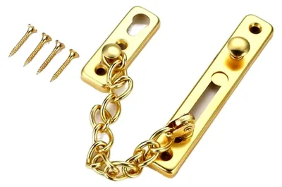 Produktbild von Türkette aus Edelstahl, Sicherheits-Türkettenschloss und Riegel-Set für Innentüren, Hotelzubehör in Gold