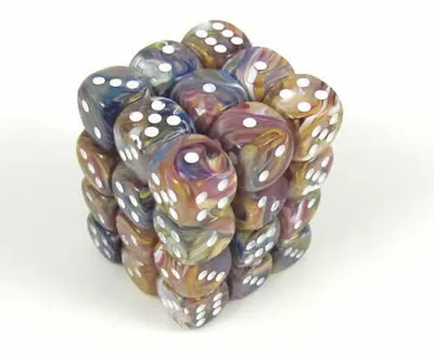 Obrázok produktu pre Chessex Sada kociek D6 12 mm slávnostný kolotoč/biela (36 kusov)
