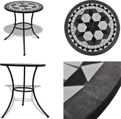 Obrázok produktu pre vidaXL Bistro stôl čiernobiely 60 cm mozaika - Stôl - Stoly - Záhradný stôl - Záhradné stoly
