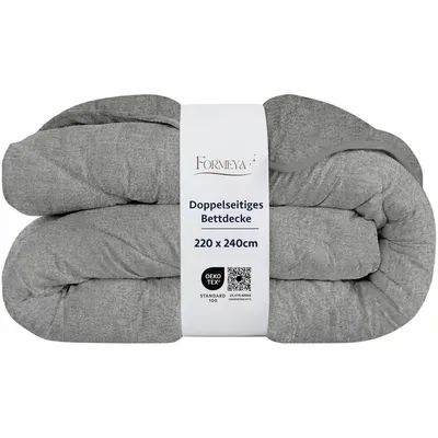 Produktbild von Anthrazitgraue, weiche Tagesdecke aus Stoff, Kingsize (220 x 240 cm)