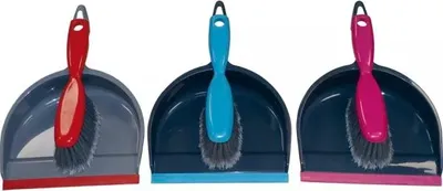 Produktbild von Staubschaufel-Set Plastik mit Gummilippe, färbig sortiert