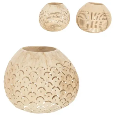Productafbeelding van J-line Theelichthouder Kokoslijn Naturel 14 Cm 3 Assorti